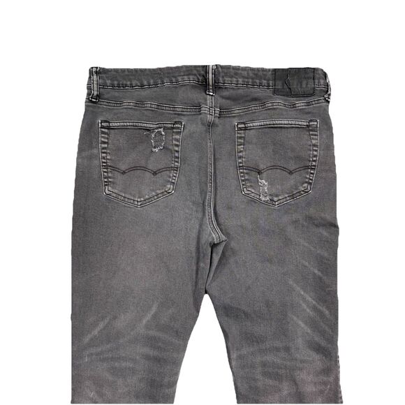 American Eagle Skinny Jeans Mens 36x30 Measures 37x27.5 Gray Distressed Stretch - Picture 10 of 11